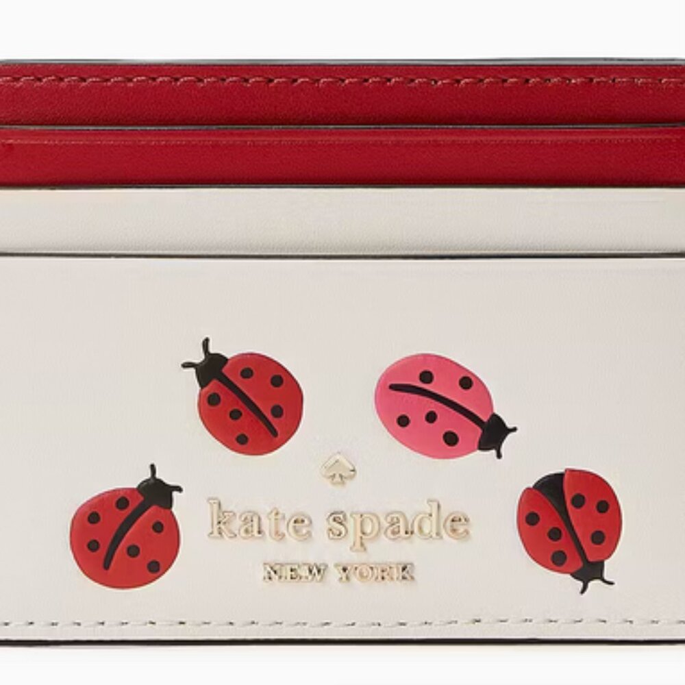 BNWT Kate Spade Dottie Slim Lady Bug Card Holder